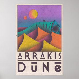 Dune-Wandkunst im Retro-Reiseposter-Stil - Lila Poster