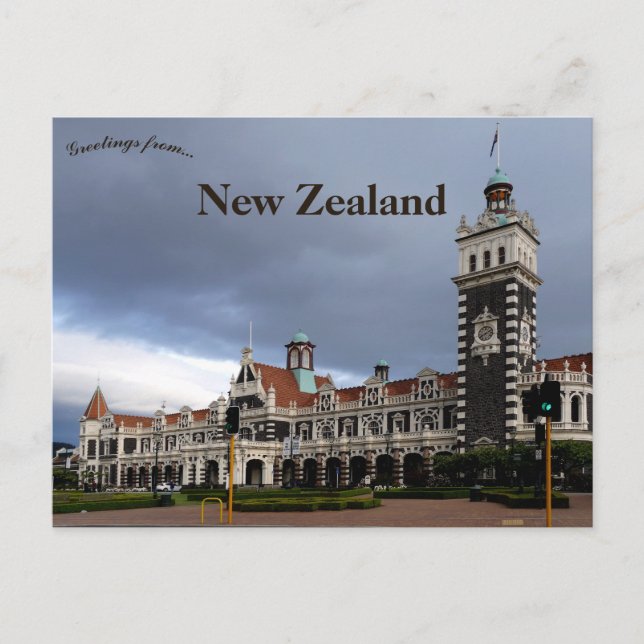 Dunedin Bahnhof Neuseeland Postkarte (Vorderseite)