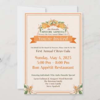 Dunedin History Museum 2025 Citrus Gala Einladung