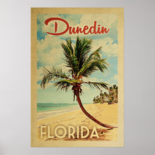 Dunedin Poster Palm Tree Vintage Travel