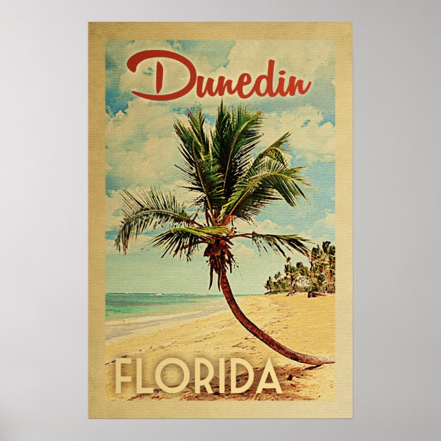 Dunedin Poster Palm Tree Vintage Travel (Vorne)