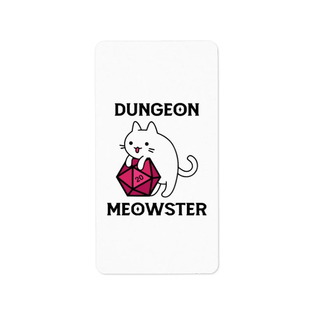 Dungeon Meowster Cat Funny Adressaufkleber (Vorne)