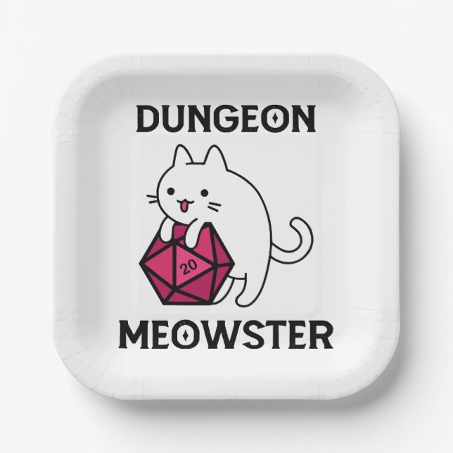 Dungeon Meowster Cat Funny Pappteller (Vorderseite)