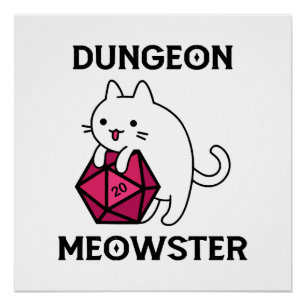 Dungeon Meowster Cat Funny Poster