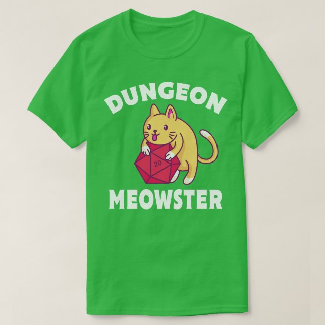 Dungeon Meowster Cat Polyhedral Geschenk T-Shirt (Design vorne)