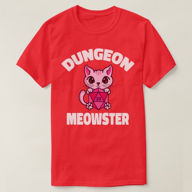 Dungeon Meowster Cat Tabletop Polyhedral T-Shirt (Design vorne)