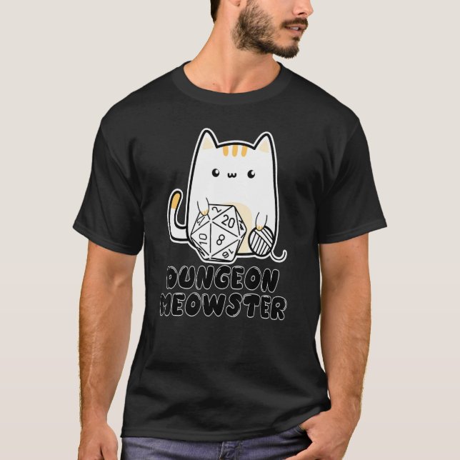 Dungeon Meowster Cute Cat D20 Dice BoardGame Nerd  T-Shirt (Vorderseite)