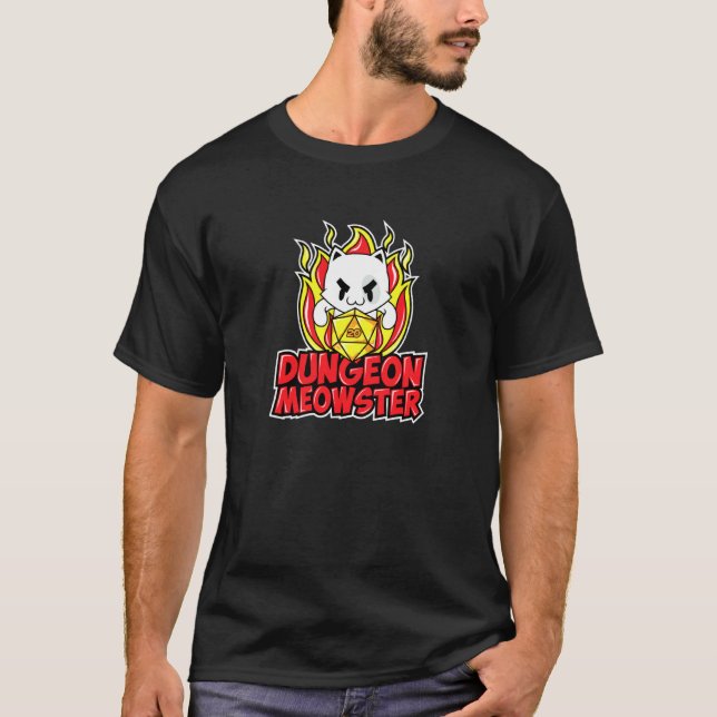 Dungeon Meowster Fantasy Rpg DM Katze Brettspiel T-Shirt (Vorderseite)