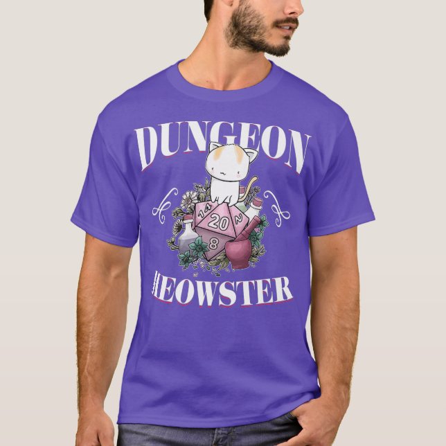 Dungeon Meowster Funny DnD Gamer Cat Lover D20 T-Shirt (Vorderseite)