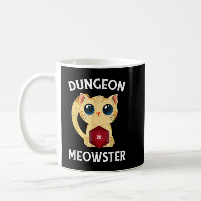 Dungeon Meowster Funny-Nerdy Cat D20 RPG Fantasy G Kaffeetasse (Links)