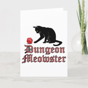 Dungeon Meowster Funny RPG Cat with Dice Feiertagskarte
