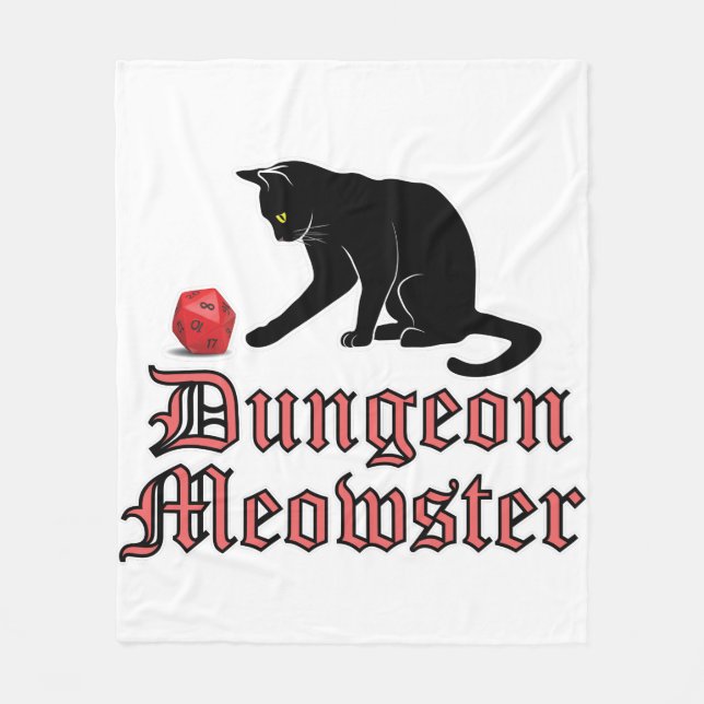 Dungeon Meowster Funny RPG Cat with Dice Fleecedecke (Vorderseite)