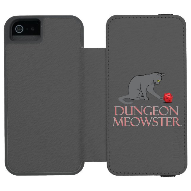 Dungeon Meowster Funny RPG Cat with Dice Incipio iPhone Geldbeutel-Hülle (Folio Geöffnet)