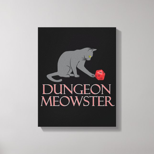 Dungeon Meowster Funny RPG Cat with Dice Leinwanddruck (Vorderseite)