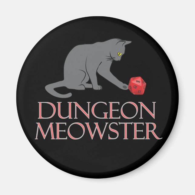 Dungeon Meowster Funny RPG Cat with Dice Magnet (Vorne)