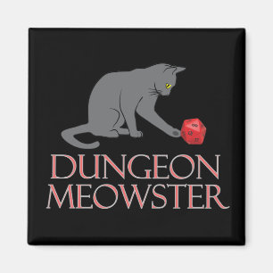 Dungeon Meowster Funny RPG Cat with Dice Magnet