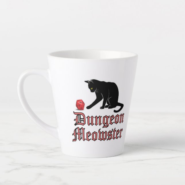 Dungeon Meowster Funny RPG Cat with Dice Milchtasse (Links)