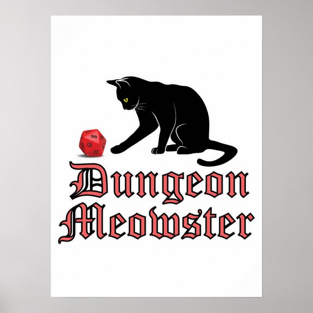 Dungeon Meowster Funny RPG Cat with Dice Poster (Vorne)