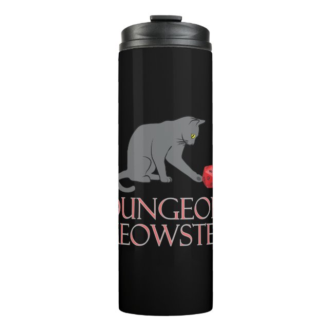 Dungeon Meowster Funny RPG Cat with Dice Thermosbecher (Vorderseite)