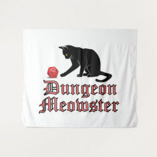 Dungeon Meowster Funny RPG Cat with Dice Wandteppich