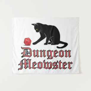 Dungeon Meowster Funny RPG Cat with Dice Wandteppich