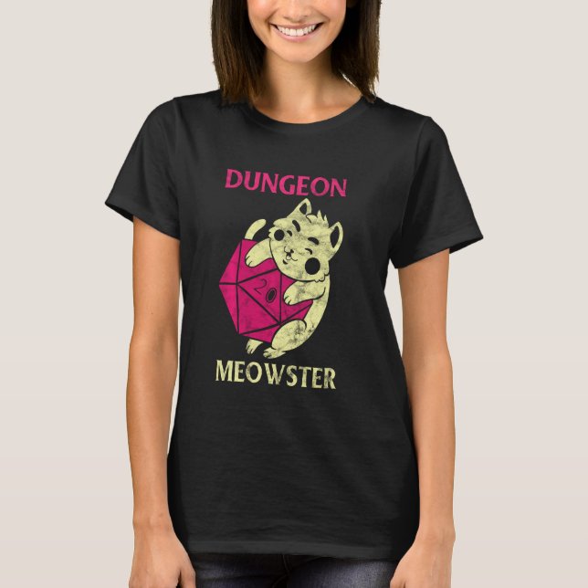 Dungeon Meowster Gamer Geek Cat Introvert T-Shirt (Vorderseite)