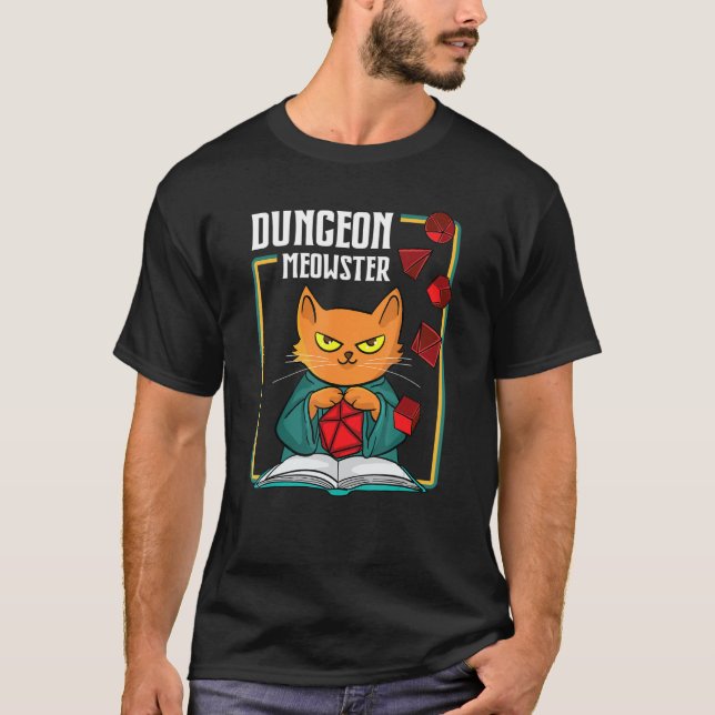 Dungeon Meowster Rpg Tabletop Gaming Dm Role Playa T-Shirt (Vorderseite)