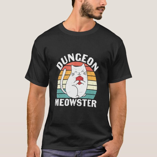 Dungeon Meowster Rpg Tabletop Gaming Dm Role Playa T-Shirt (Vorderseite)