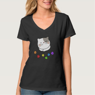 Dungeon Meowster und Nerdy Cat Polyhedral Dice Set T-Shirt
