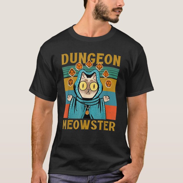 Dungeon Warriors Meowster RPG Tabletop Gaming DM R T-Shirt (Vorderseite)
