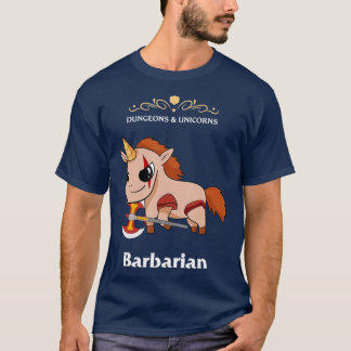 Dungeons and Unicorns RPG D20 Barbarian Rage T-Shirt