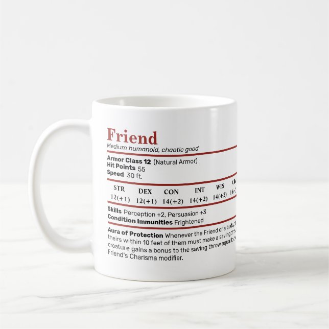 Dungeons & Dragons Friend BESTE FREUNDIN Staat Blo Kaffeetasse (Links)