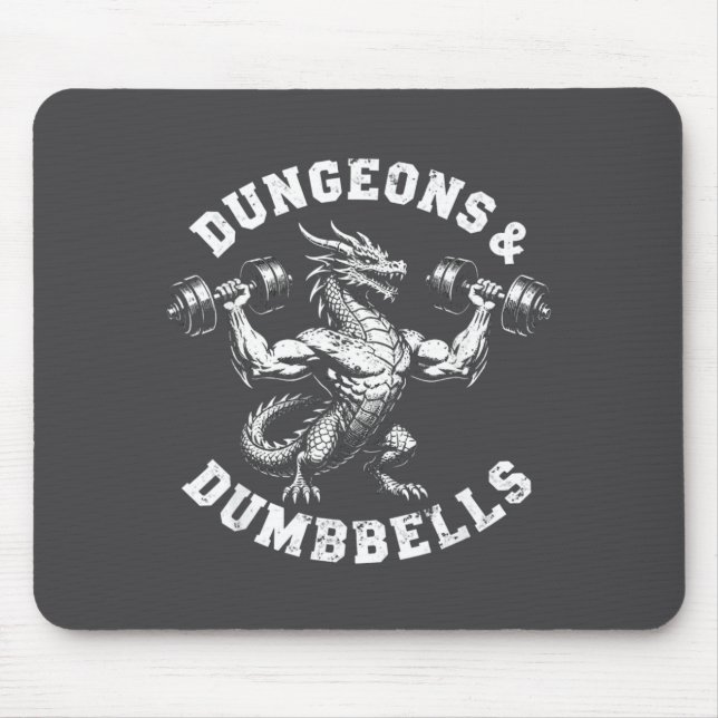Dungeons Hanteln Fitnessstudio Workout Fantasy Kun Mousepad (Vorne)