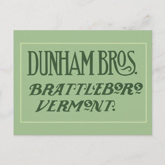 Dunham Bros. Brattleboro, VT Postkarte (Vorderseite)