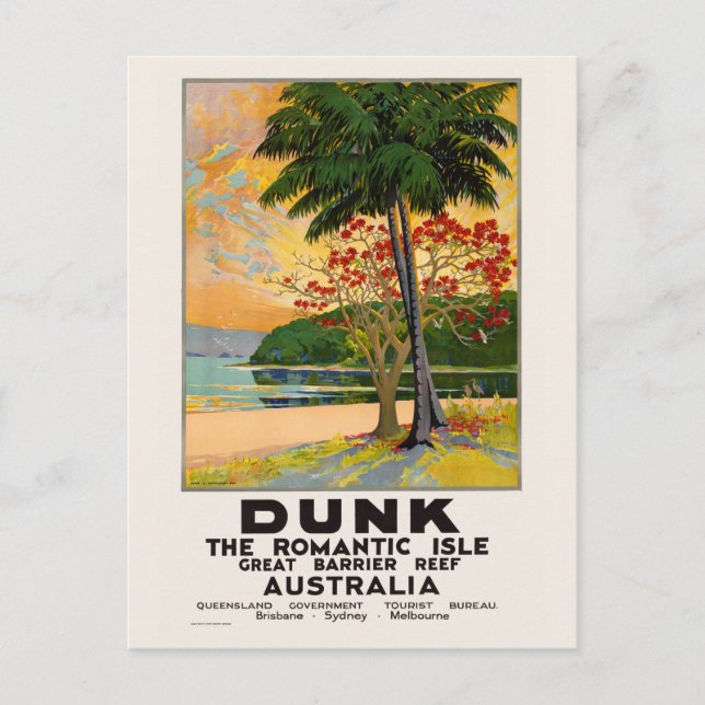 Dunk The Romantic Isle Vintage Poster 1935 Postkarte (Vorderseite)