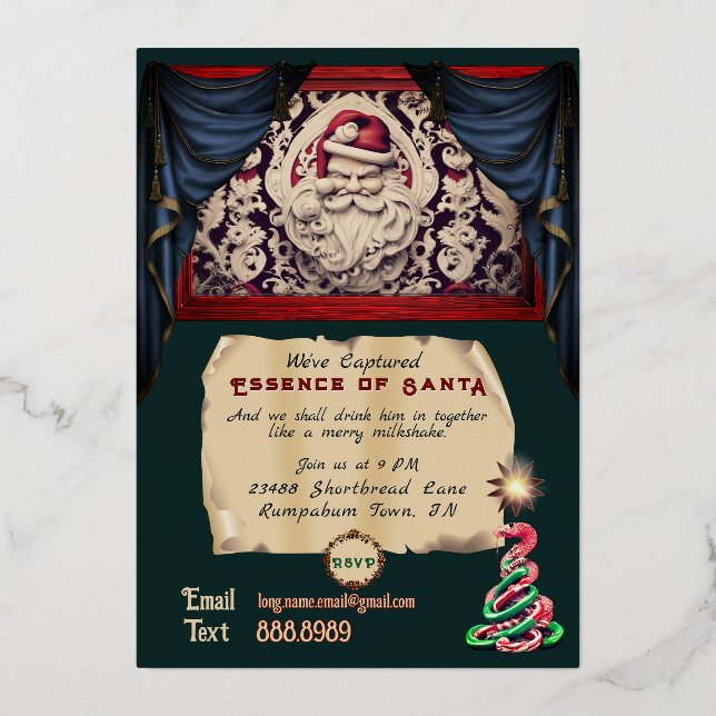 Dunkel bis leicht Weihnachten Party laden Folieneinladung (Rückseite)