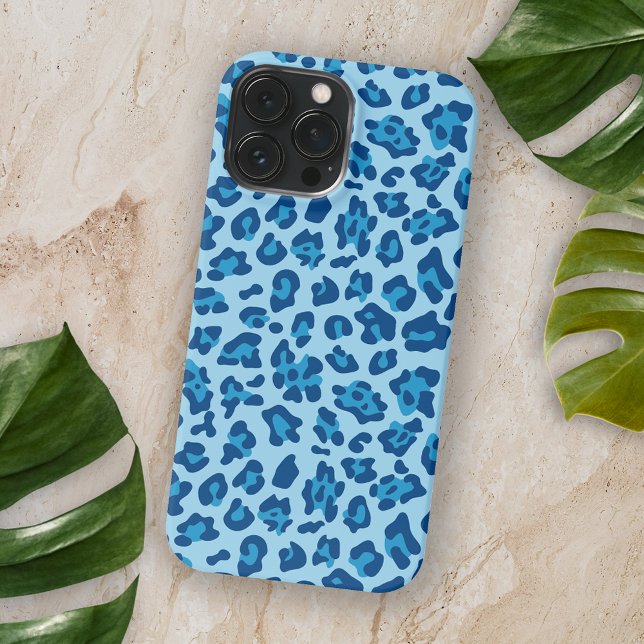 Dunkel-blaue Leopardendrucke in Pastellblau Case-Mate iPhone Hülle (Von Creator hochgeladen)