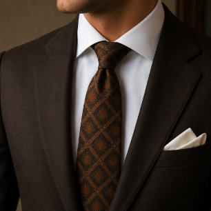 Dunkel Espresso Brauner Diamant-Jacquard-Muster Krawatte