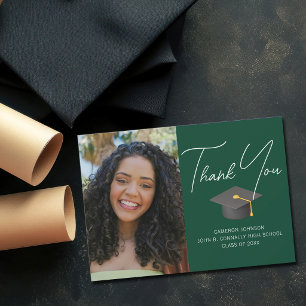 Dunkel-grüner Graduate Foto Personalisierter Absch Dankeskarte