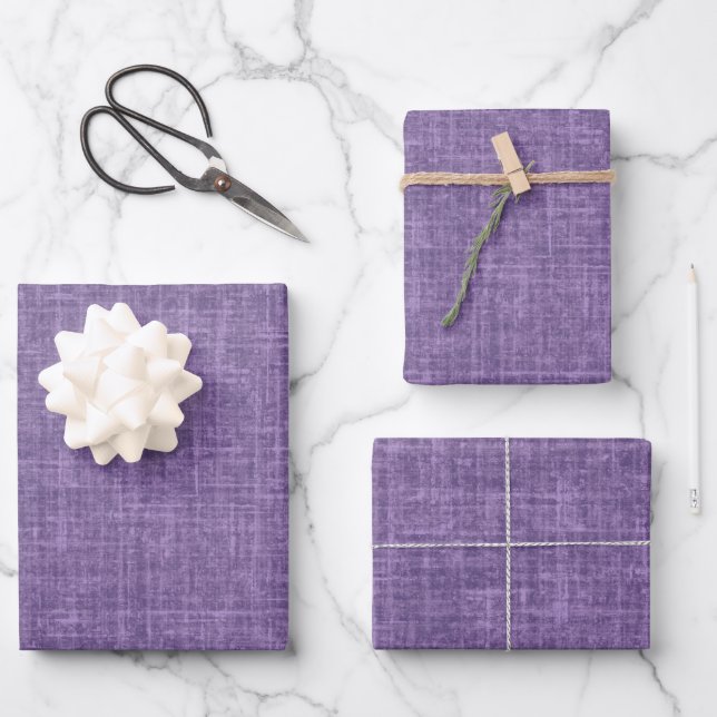 Dunkel Heather Lila Leinen Geschenkpapier Set (Vorderseite)