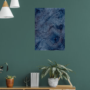 Dunkel Indigo Blau Marmor Abstrakt Kunst Poster