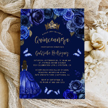 Dunkel königsblaues florales Prinzessin-Quinceañer