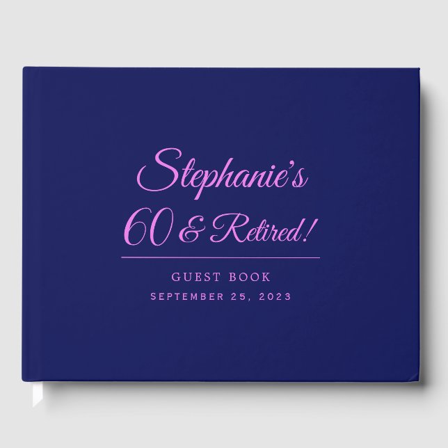 Dunkel Lila 60 & Ruhestand Gästebuch (Vorderseite)