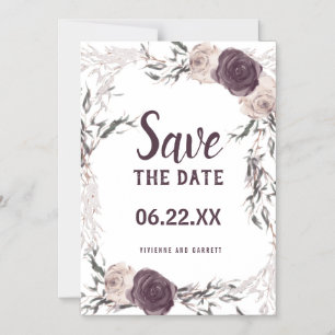 Dunkel Lila Blush Pink Save the Date blass Magneteinladung