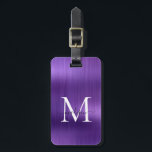 Dunkel Lila gebürstetes Monogramm-Glam Gepäckanhänger<br><div class="desc">Moderne,  dunkle Lila gebürstete Monogram-Niedliche Bag-Tag</div>