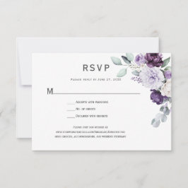 Dunkel Lila, Lavendelpest, Weiße Rosenblüte RSVP Karte