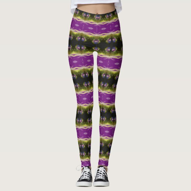 Dunkel Lila und Grüntöne Leggings (Vorderseite)