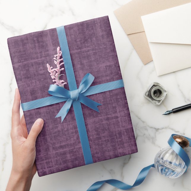 Dunkel-Magenta-Purpur-Linen Geschenkpapier (Schenken)
