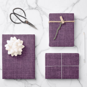 Dunkel-Magenta-Purpur-Linene Geschenkpapier Set