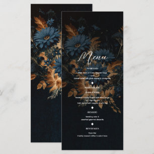 Dunkel Marineblau Gold Rustikal Glamour Böhmische Menükarte